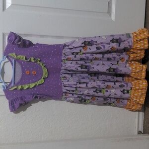 Rhonda Halloween Purple & Orange With & Ghost Dress. Size 8-10